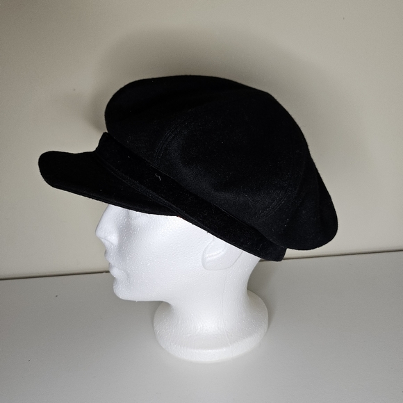 Vintage Liz Claiborne Wool Newsboy Cap Paperboy Hat Black With Bow Detail - Picture 9 of 13